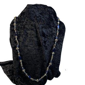 Cookie Lee Necklace Blue Stones Silver Toned Lobster Claw Clasp